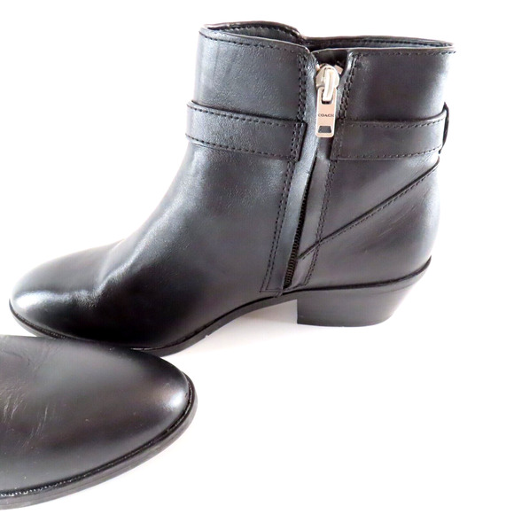 Coach Dylan Booties Boots Womens 6 Black Leather Ankle Preppy Equestrian Classic - Picture 6 of 8